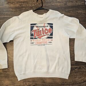 Vintage Minnesota Twins World Series Twice MLB Baseball Crewneck Large